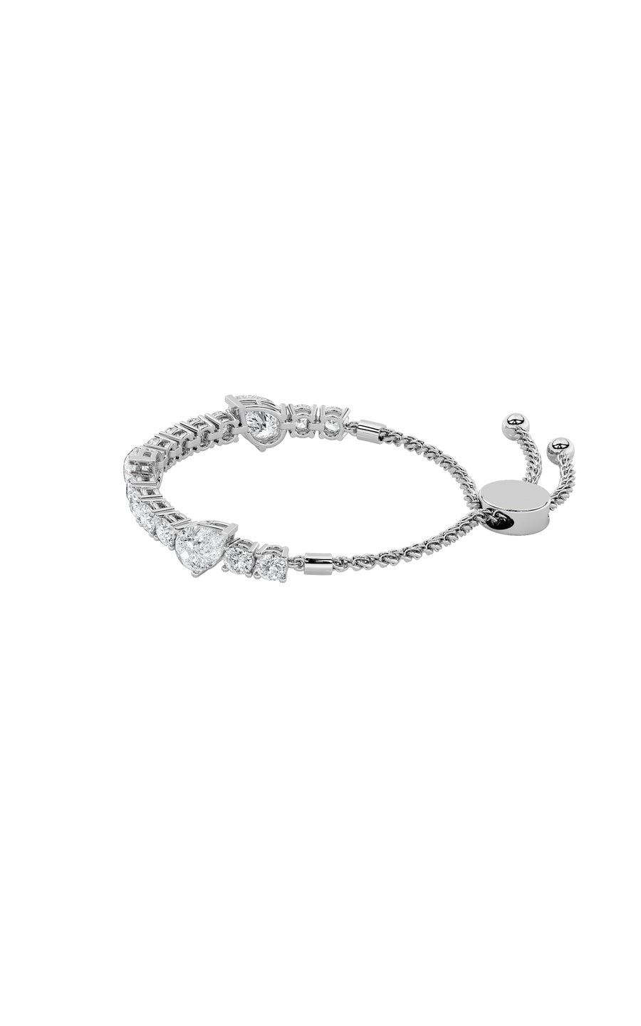 4.5Cttw Pear Shaped Lab Grown Diamond (F/VS) BoloBracelet in 14K Gold