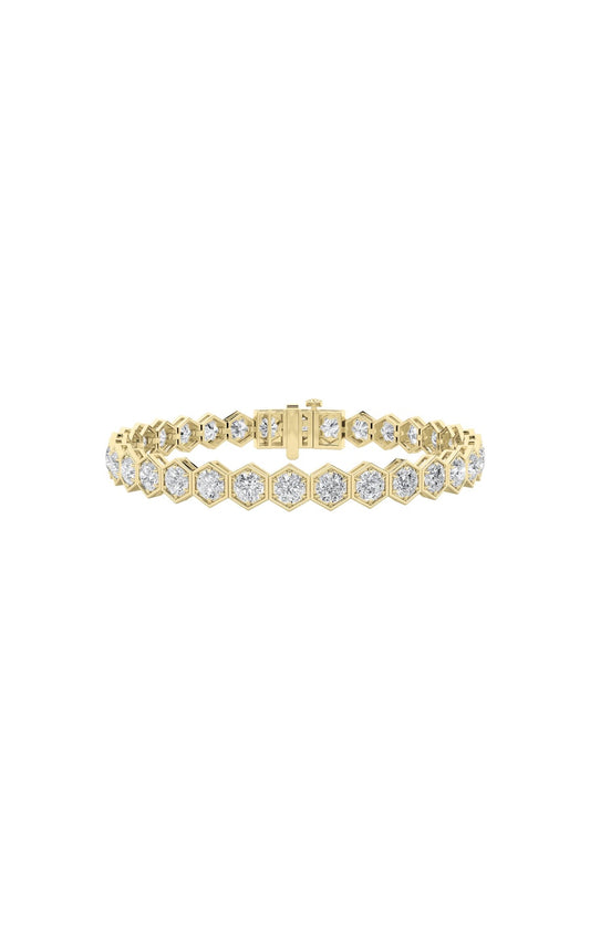 10Cttw Round Shaped Lab Grown Diamond (F/VS) Bracelet in 14K Gold