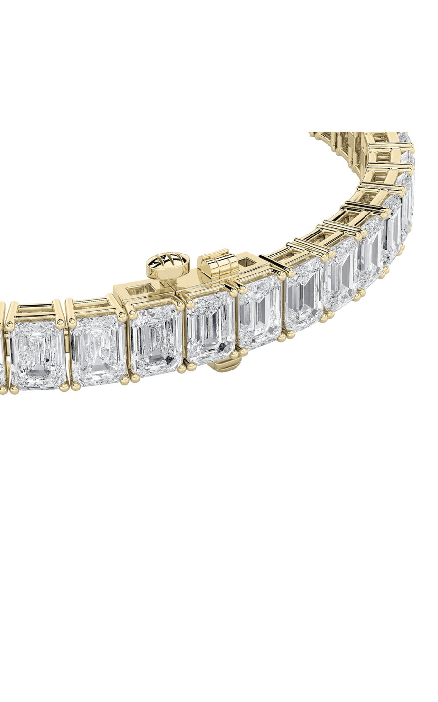 15Cttw Emerald Shaped Lab Grown Diamond North South Bracelet in 14K Gold (F/VS)