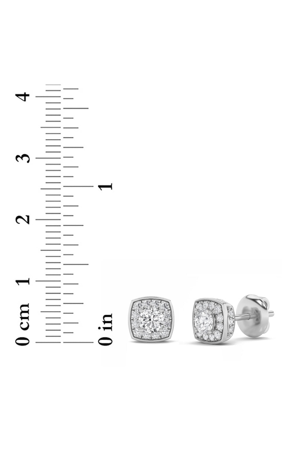 1CTW Round Shaped Lab Grown Diamond (F/VS) Halo Stud Earrings in 14K Gold