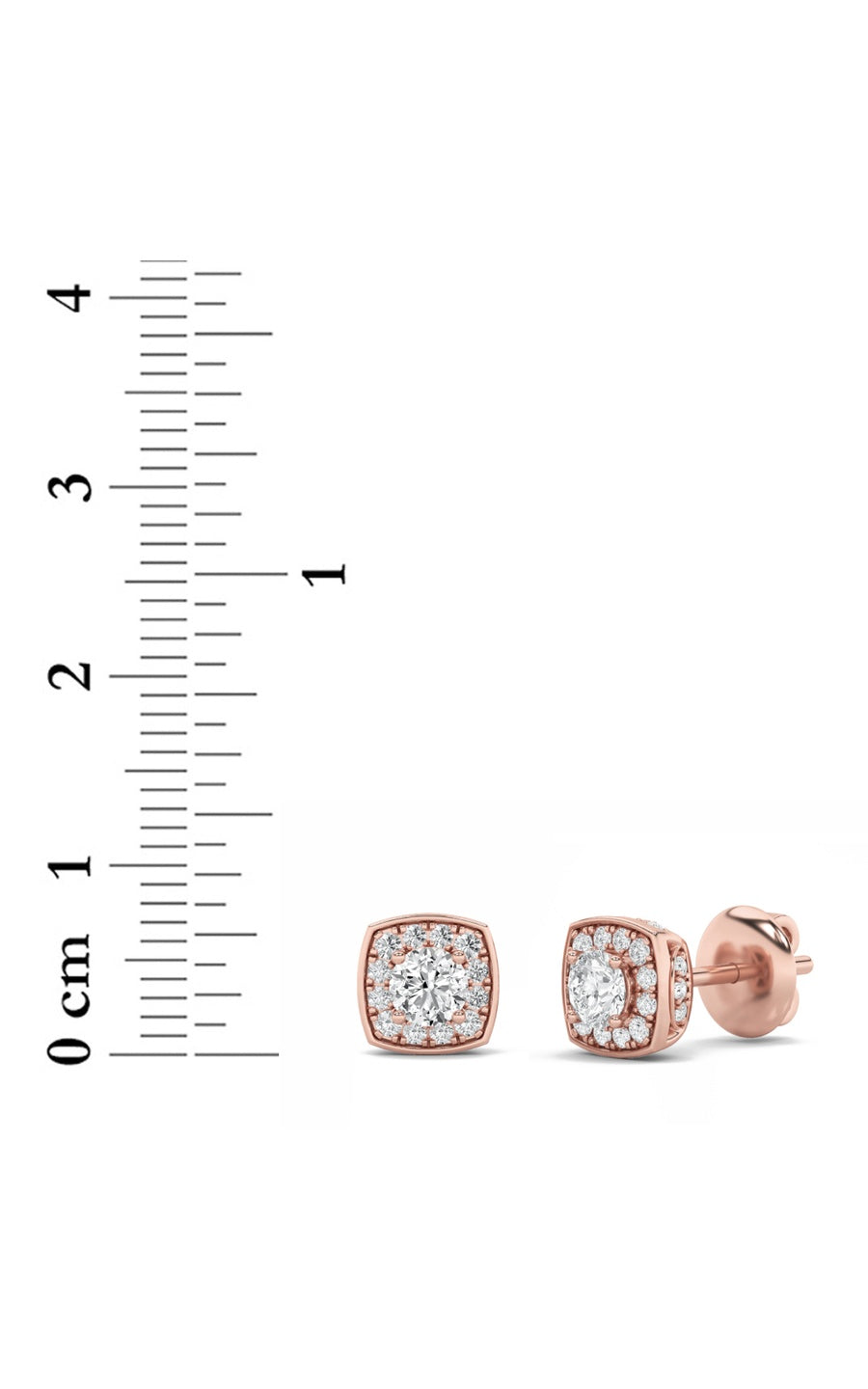 1CTW Round Shaped Lab Grown Diamond (F/VS) Halo Stud Earrings in 14K Gold