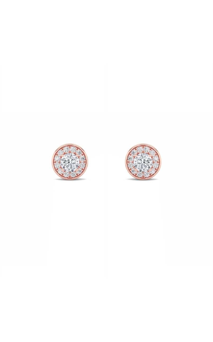 1Cttw Round Shaped Lab Grown Diamond (F/VS) Halo Stud Earrings in 14K Gold
