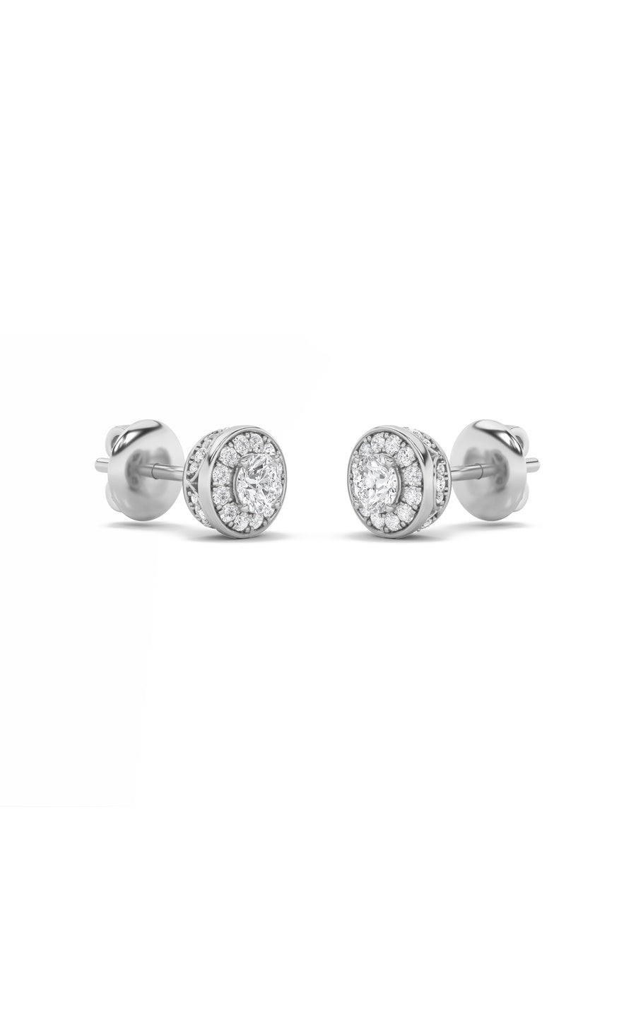 2Cttw Round Shaped Lab Grown Diamond (F/VS) Halo Stud Earrings in 14K Gold