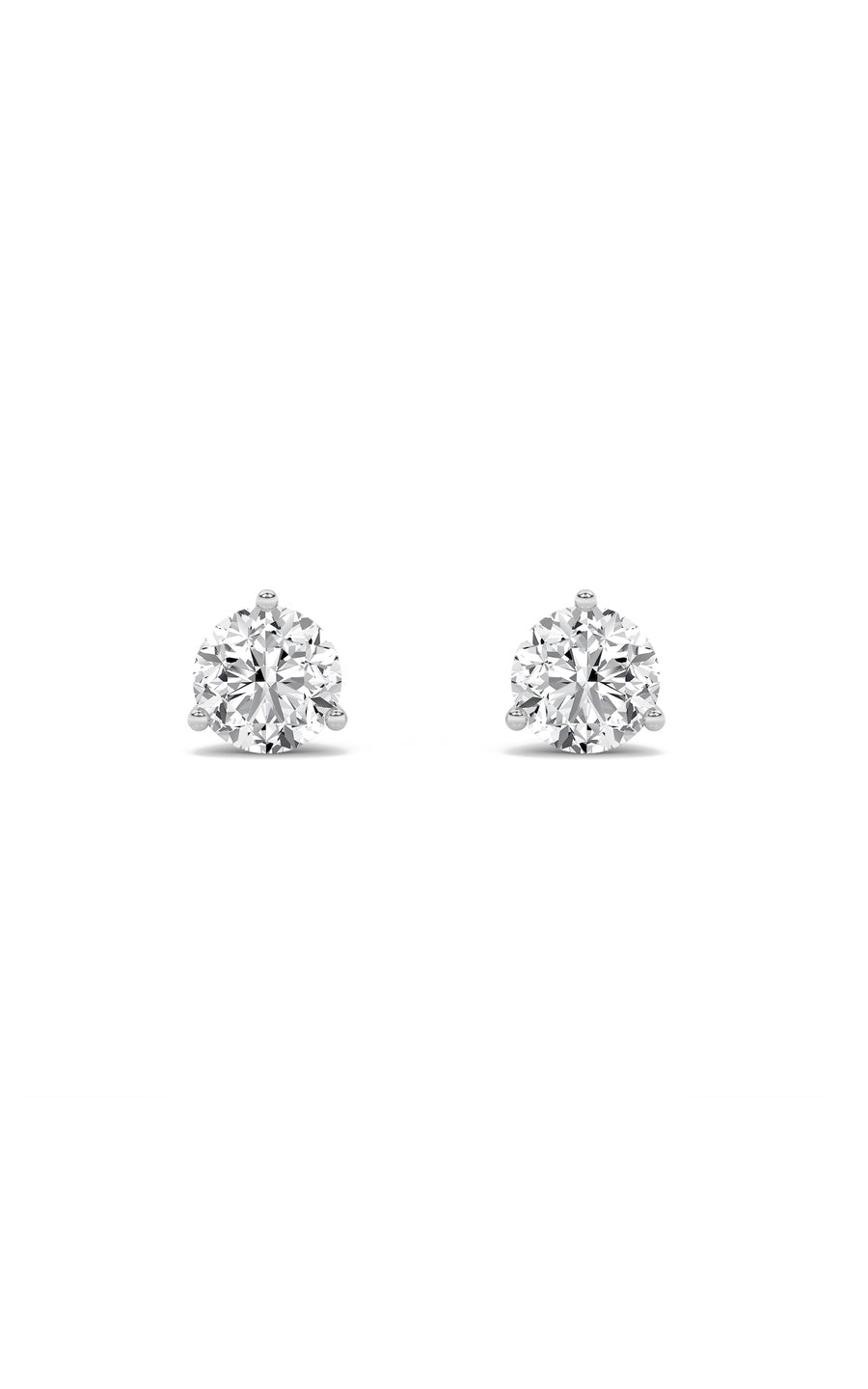 1Cttw Round Shaped Lab Grown Diamond (F/VS) ThreeProng Martini Stud Earrings in 14K Gold