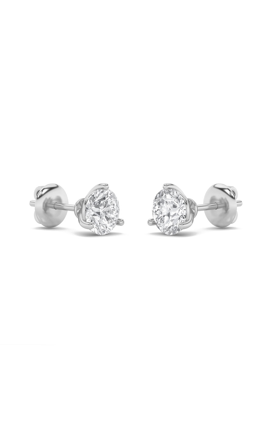 1Cttw Round Shaped Lab Grown Diamond (F/VS) ThreeProng Martini Stud Earrings in 14K Gold