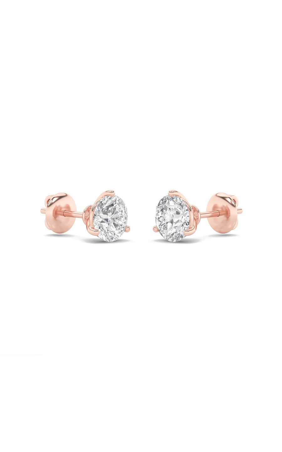 1Cttw Round Shaped Lab Grown Diamond (F/VS) ThreeProng Martini Stud Earrings in 14K Gold