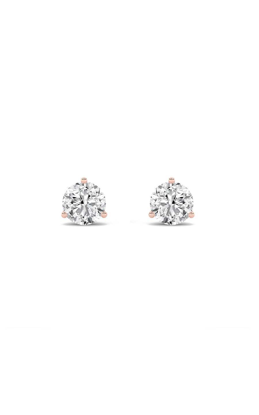 1Cttw Round Shaped Lab Grown Diamond (F/VS) ThreeProng Martini Stud Earrings in 14K Gold