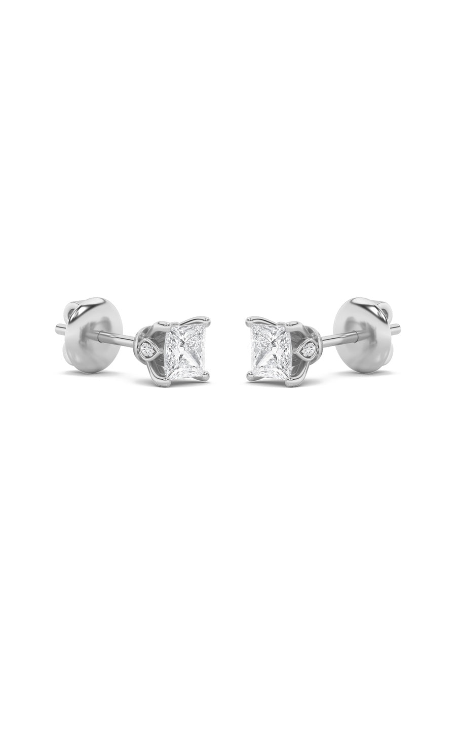 2Cttw Princess Shaped Lab Grown Diamond (F/VS) Tulip Head Stud Earrings in 14K Gold