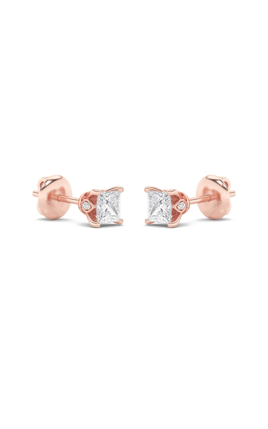 2Cttw Princess Shaped Lab Grown Diamond (F/VS) Tulip Head Stud Earrings in 14K Gold