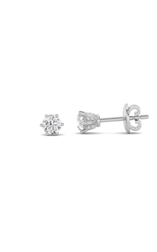 2Cttw Round Shaped Lab Grown Diamond (F/VS) TulipHead Stud Earrings in 14K Gold