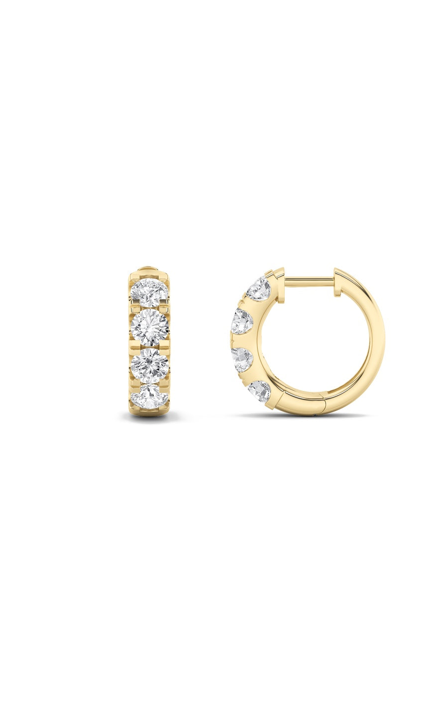 3Cttw Round Shaped Lab Grown Diamond (F/VS) Hoop Earrings in 14K Gold
