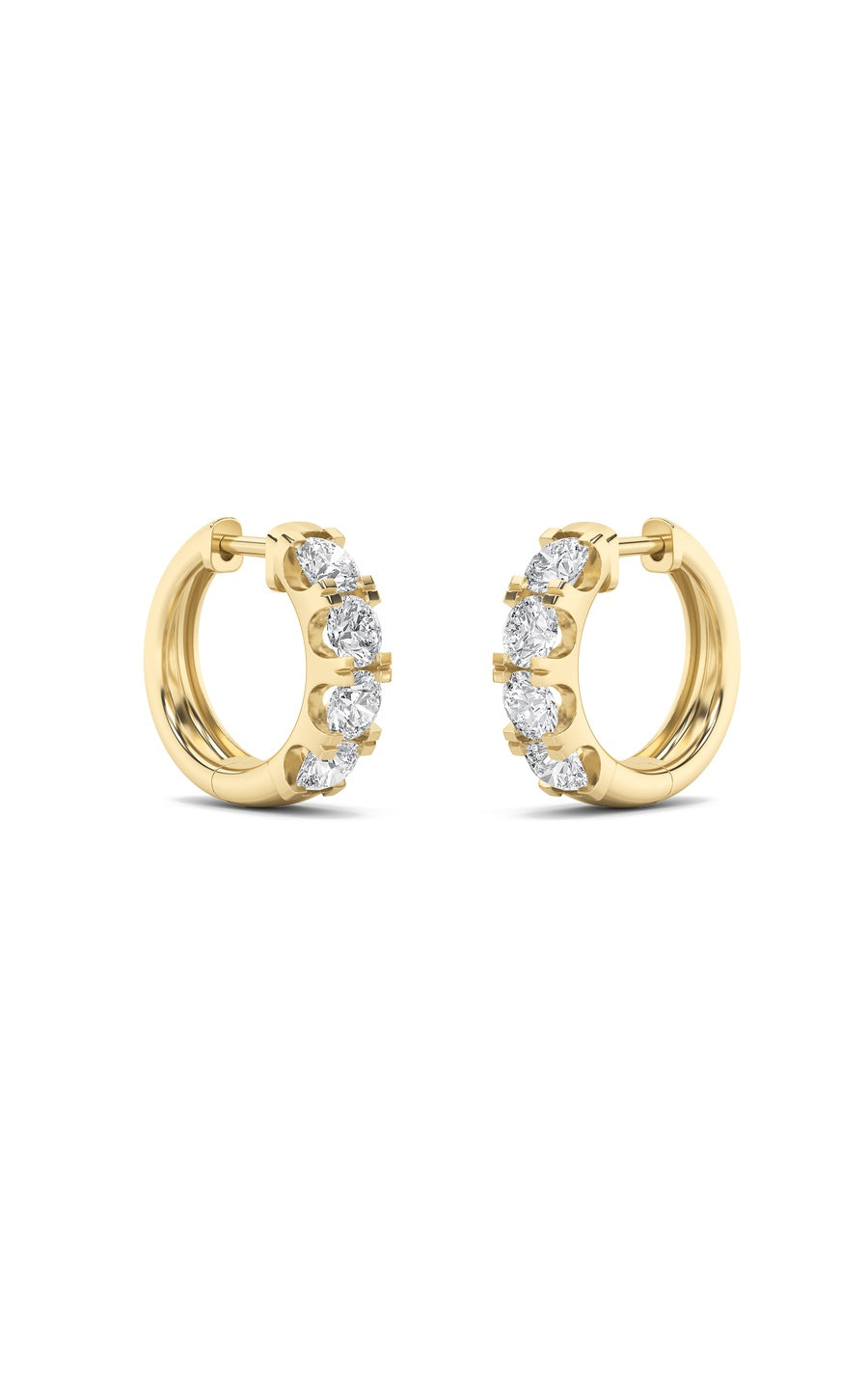 3Cttw Round Shaped Lab Grown Diamond (F/VS) Hoop Earrings in 14K Gold