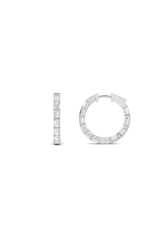 4Cttw Emerald Shaped Lab Grown Diamond (F/VS) Inside Out Hoop Earrings in 14K Gold