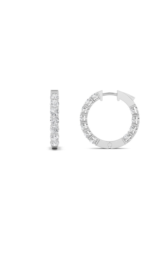 4Cttw Round Shaped Lab Grown Diamond (F/VS) InsideOut Hoop Earrings in 14K Gold