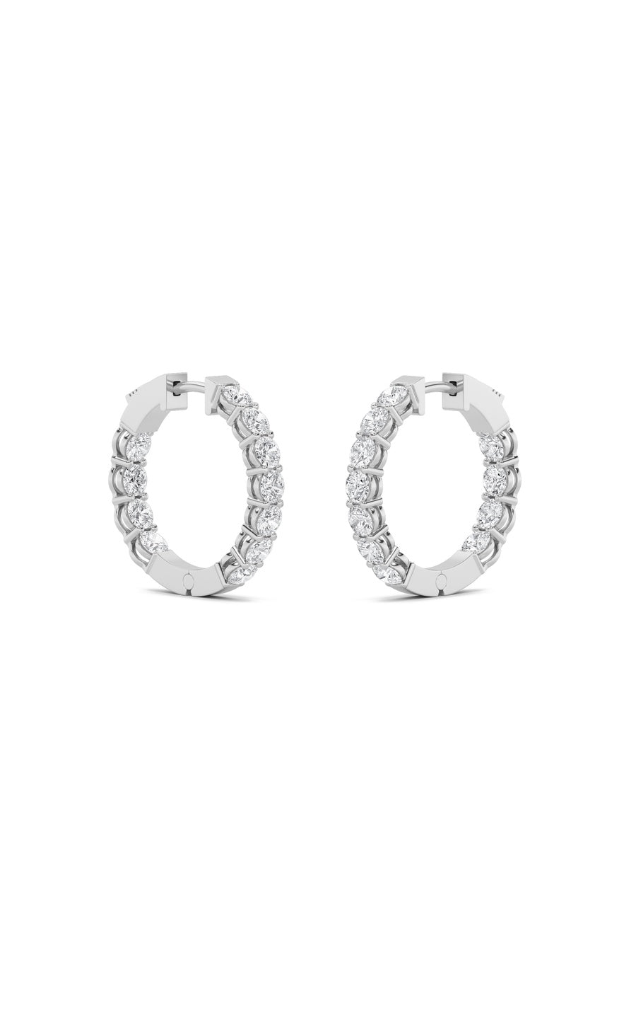 4CTW Round Shaped Lab Grown Diamond (F/VS) Inside Out Hoop Earrings in 14K Gold