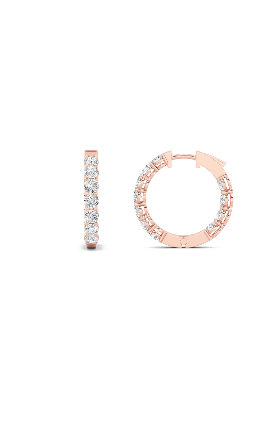4Cttw Round Shaped Lab Grown Diamond (F/VS) InsideOut Hoop Earrings in 14K Gold