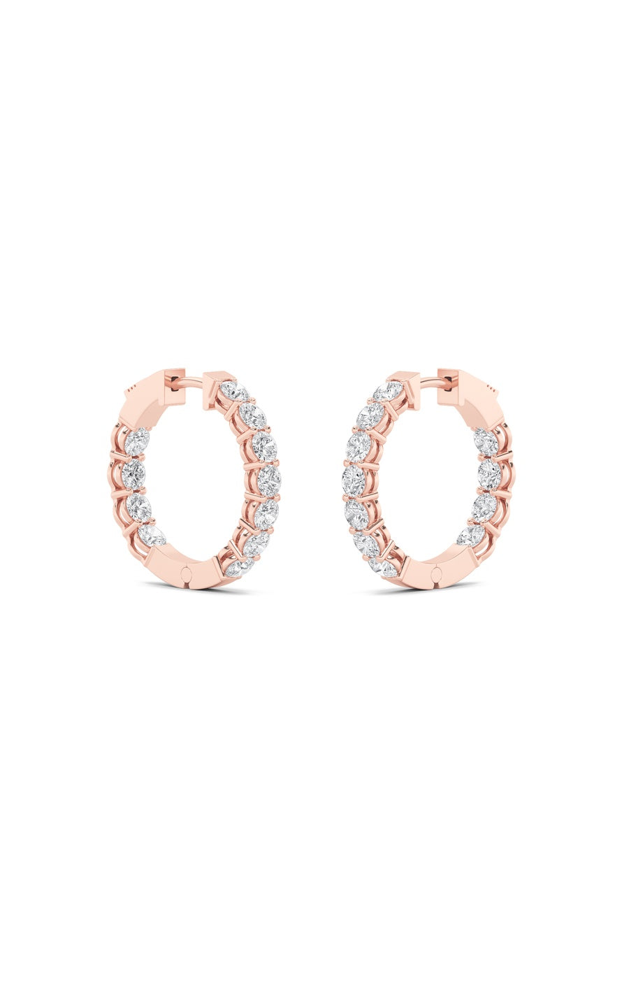 4Cttw Round Shaped Lab Grown Diamond (F/VS) InsideOut Hoop Earrings in 14K Gold