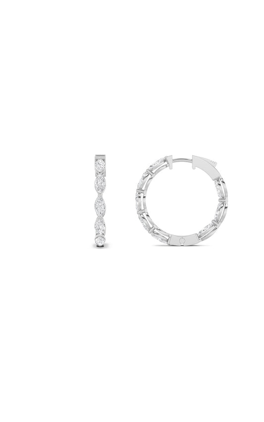 4Cttw Marquise Shaped Lab Grown Diamond (F/VS) Inside Out Hoop Earrings in 14K Gold