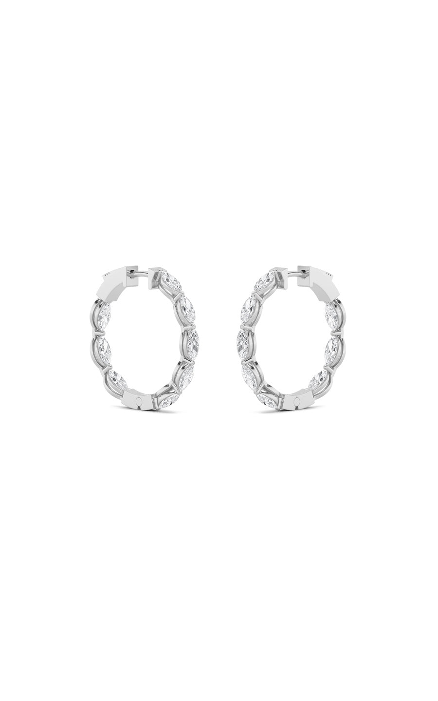 4Cttw Marquise Shaped Lab Grown Diamond (F/VS) Inside Out Hoop Earrings in 14K Gold