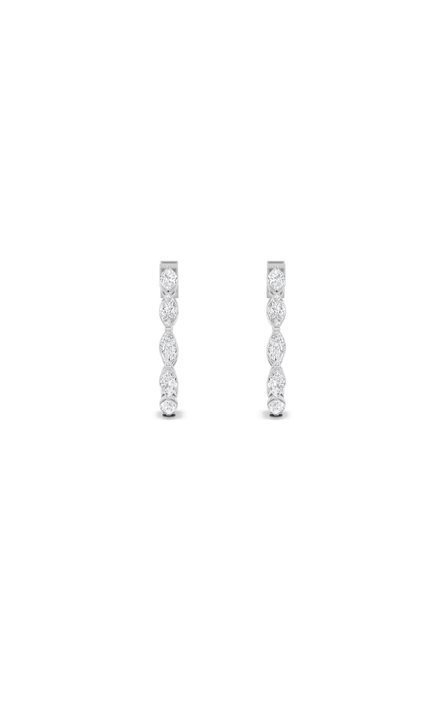 4Cttw Marquise Shaped Lab Grown Diamond (F/VS) Inside Out Hoop Earrings in 14K Gold