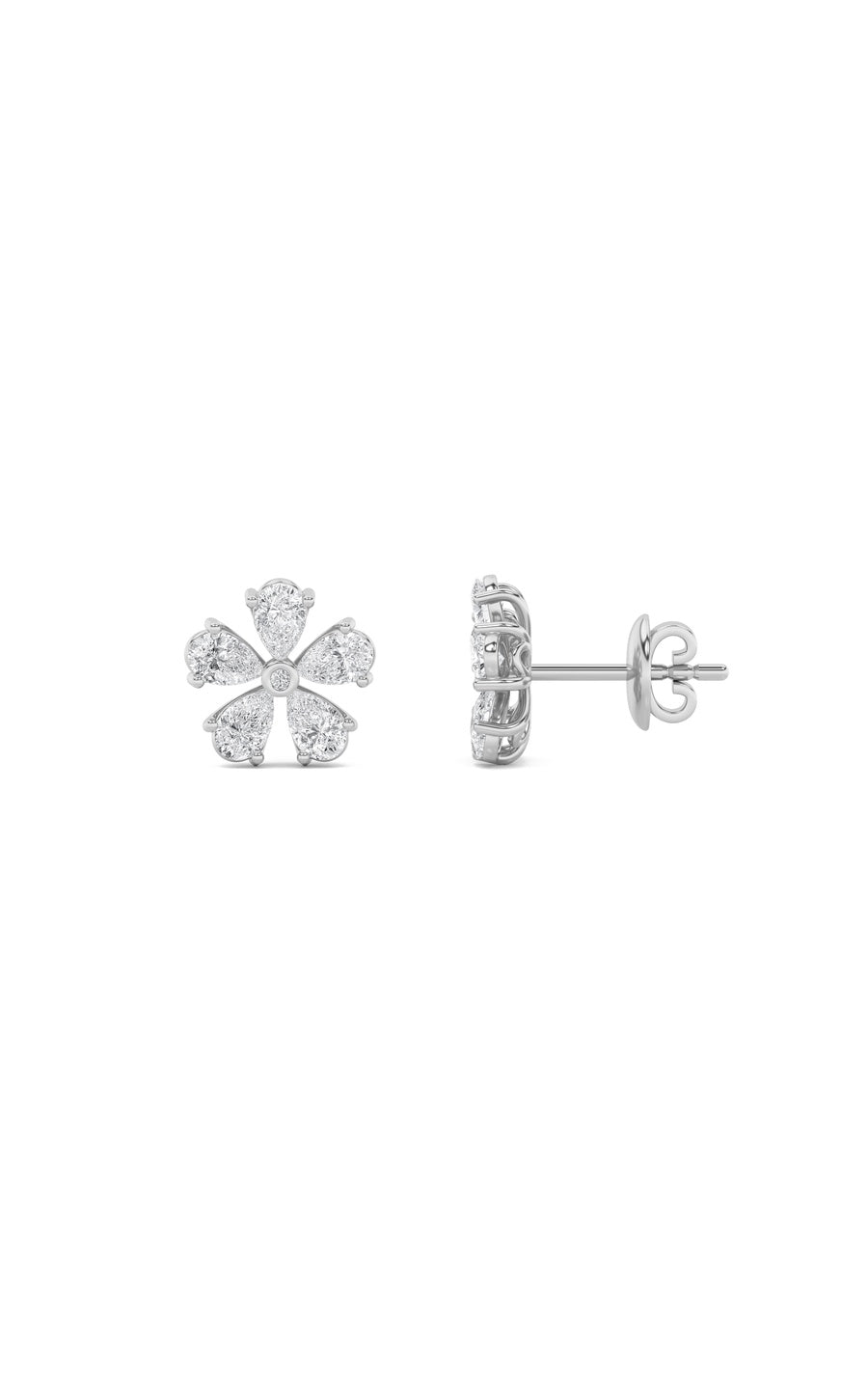 2.5Cttw Pear Shaped Lab Grown Diamond (F/VS) Floral Earrings in 14K Gold