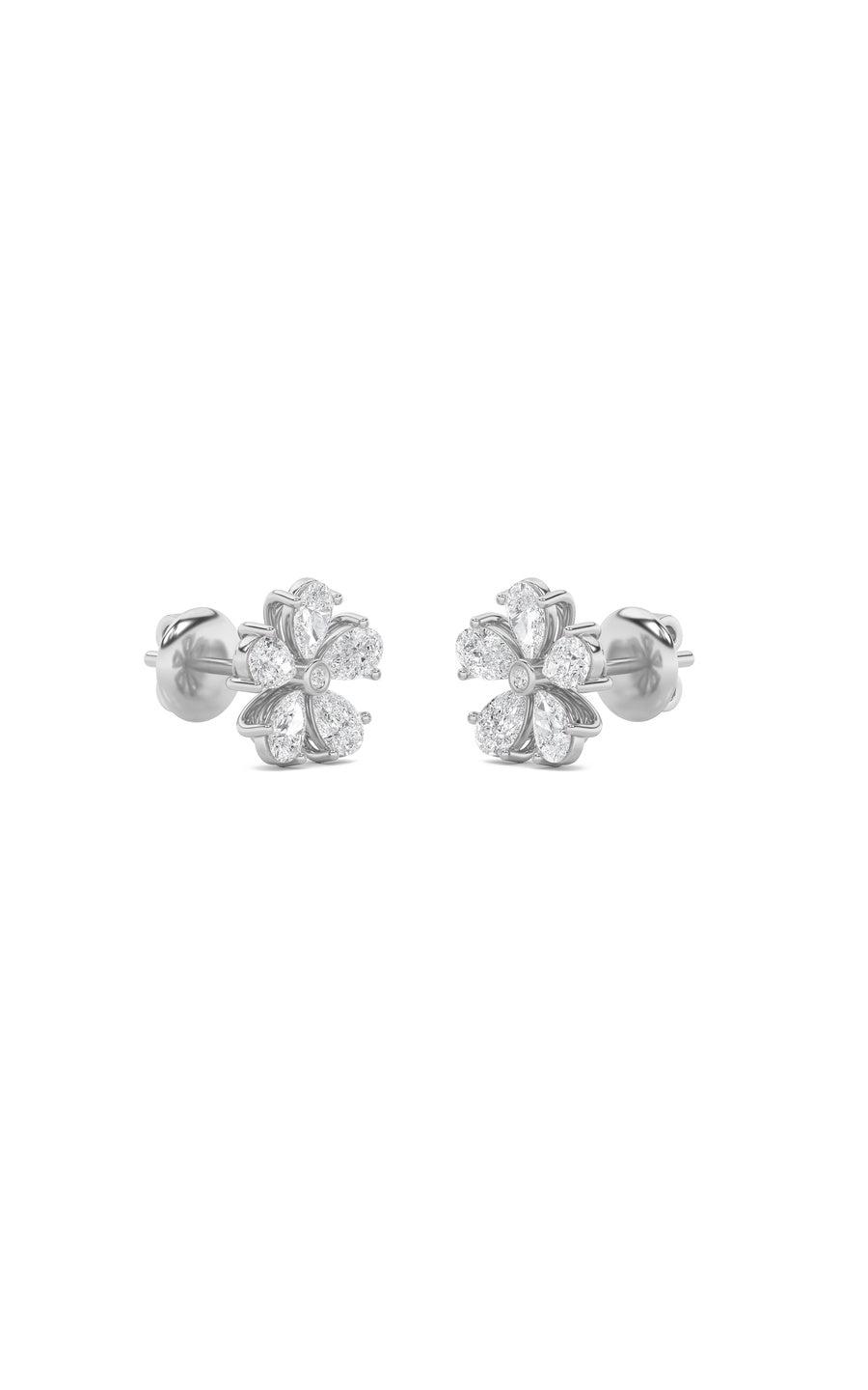 2.5Cttw Pear Shaped Lab Grown Diamond (F/VS) Floral Earrings in 14K Gold