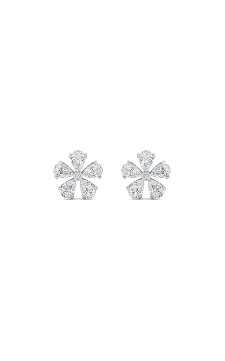 2.5Cttw Pear Shaped Lab Grown Diamond (F/VS) Floral Earrings in 14K Gold