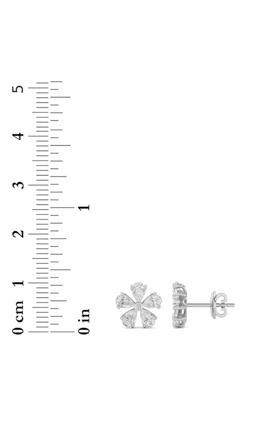 2.5CTW Pear Shaped Lab Grown Diamond (F/VS) Floral Earrings in 14K Gold