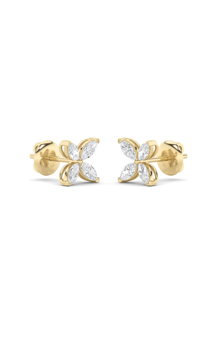 1.5Cttw Marquise Shaped Lab Grown Diamond (G/VS) Flower Earrings in 14K Gold