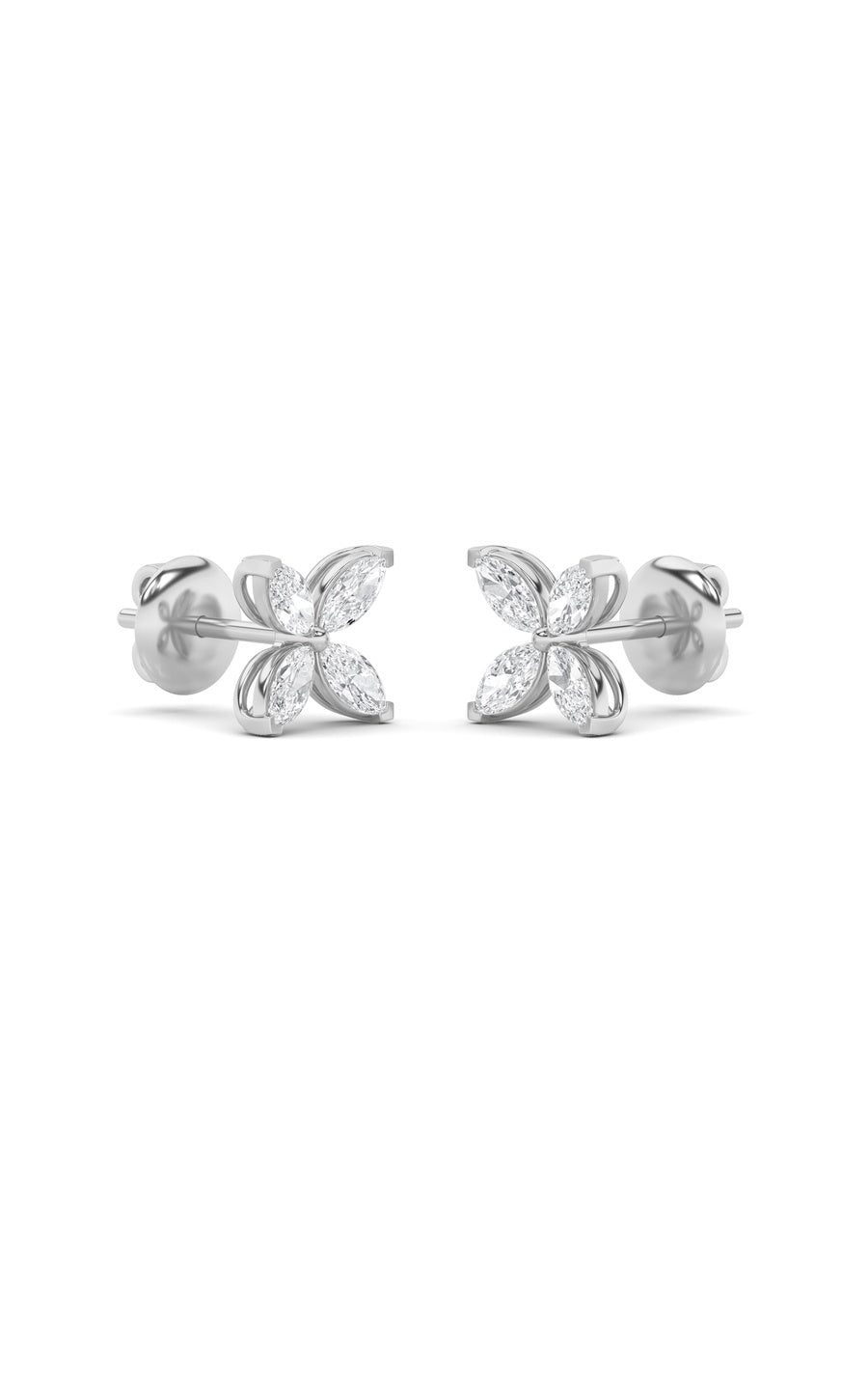 2Cttw Marquise Shaped Lab Grown Diamond (F/VS) Flower Earrings in 14K Gold