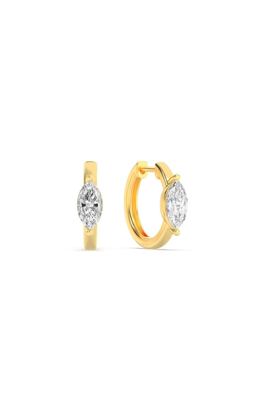1.5Cttw Marquise Shaped Lab Grown Diamond (F/VS) Solitaire Huggie Earrings in 14K Gold