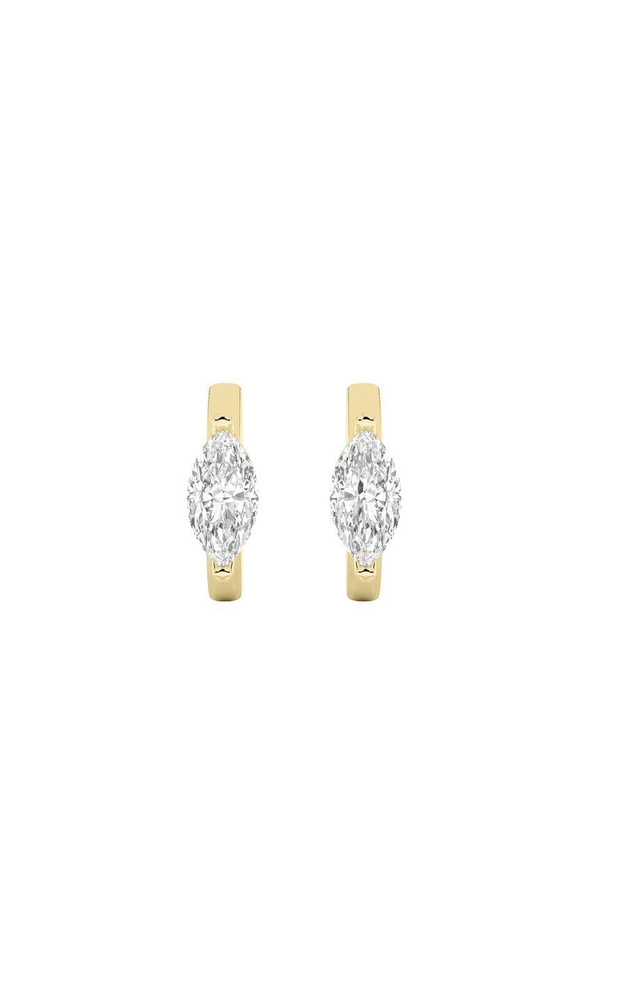 1.5Cttw Marquise Shaped Lab Grown Diamond (F/VS) Solitaire Huggie Earrings in 14K Gold