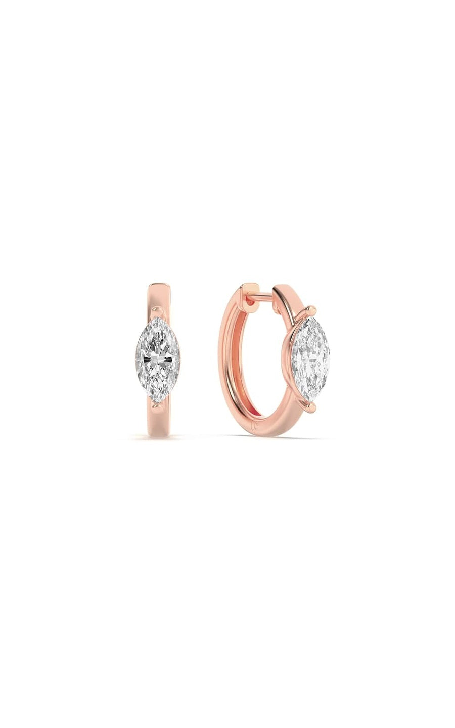 3.25Cttw Marquise Shaped Lab Grown Diamond (F/VS)Solitaire Huggie Earrings in 14K Gold