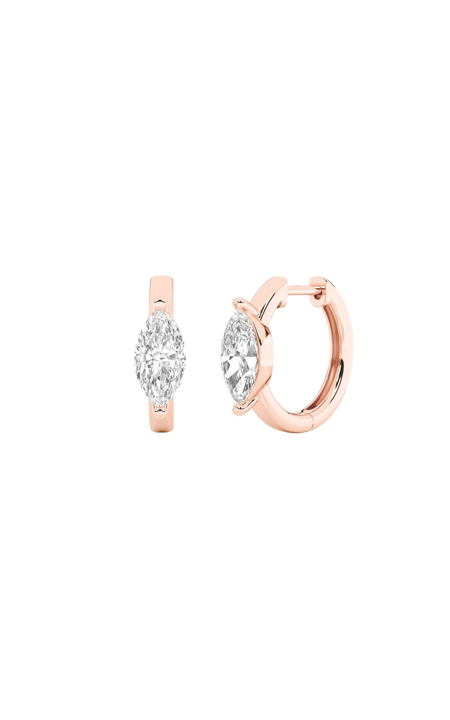 3.25Cttw Marquise Shaped Lab Grown Diamond (F/VS)Solitaire Huggie Earrings in 14K Gold