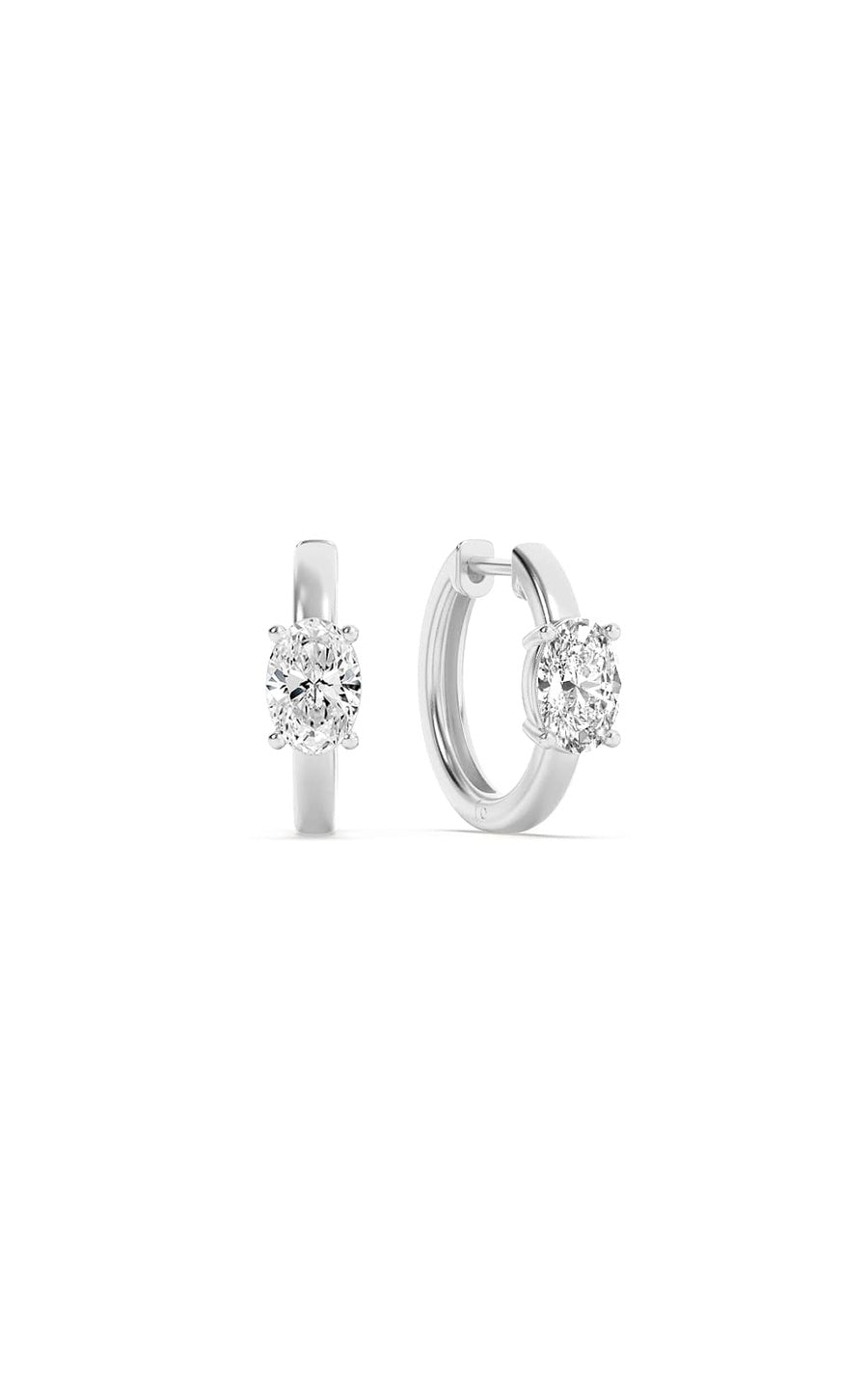 1.5Cttw Oval Shaped Lab Grown Diamond (F/VS) Solitaire Huggie Earrings in 14K Gold