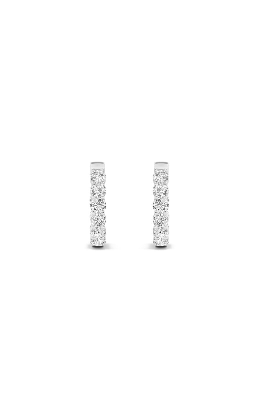 3Cttw Round Shaped Lab Grown Diamond (F/VS) Insideout Hoop Earrings in 14K Gold