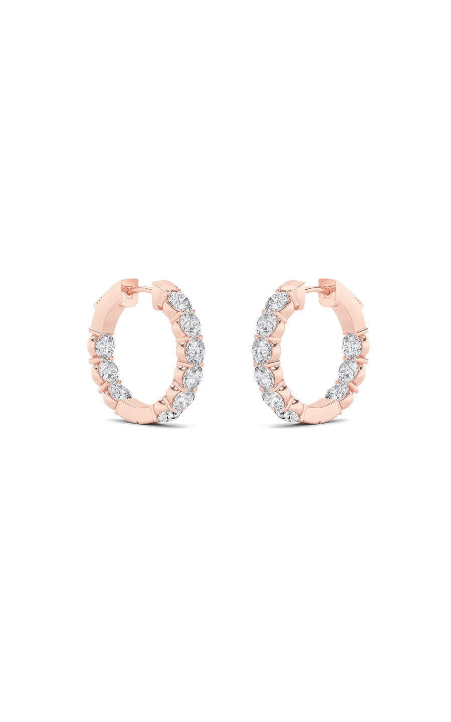 3Cttw Round Shaped Lab Grown Diamond (F/VS) Insideout Hoop Earrings in 14K Gold