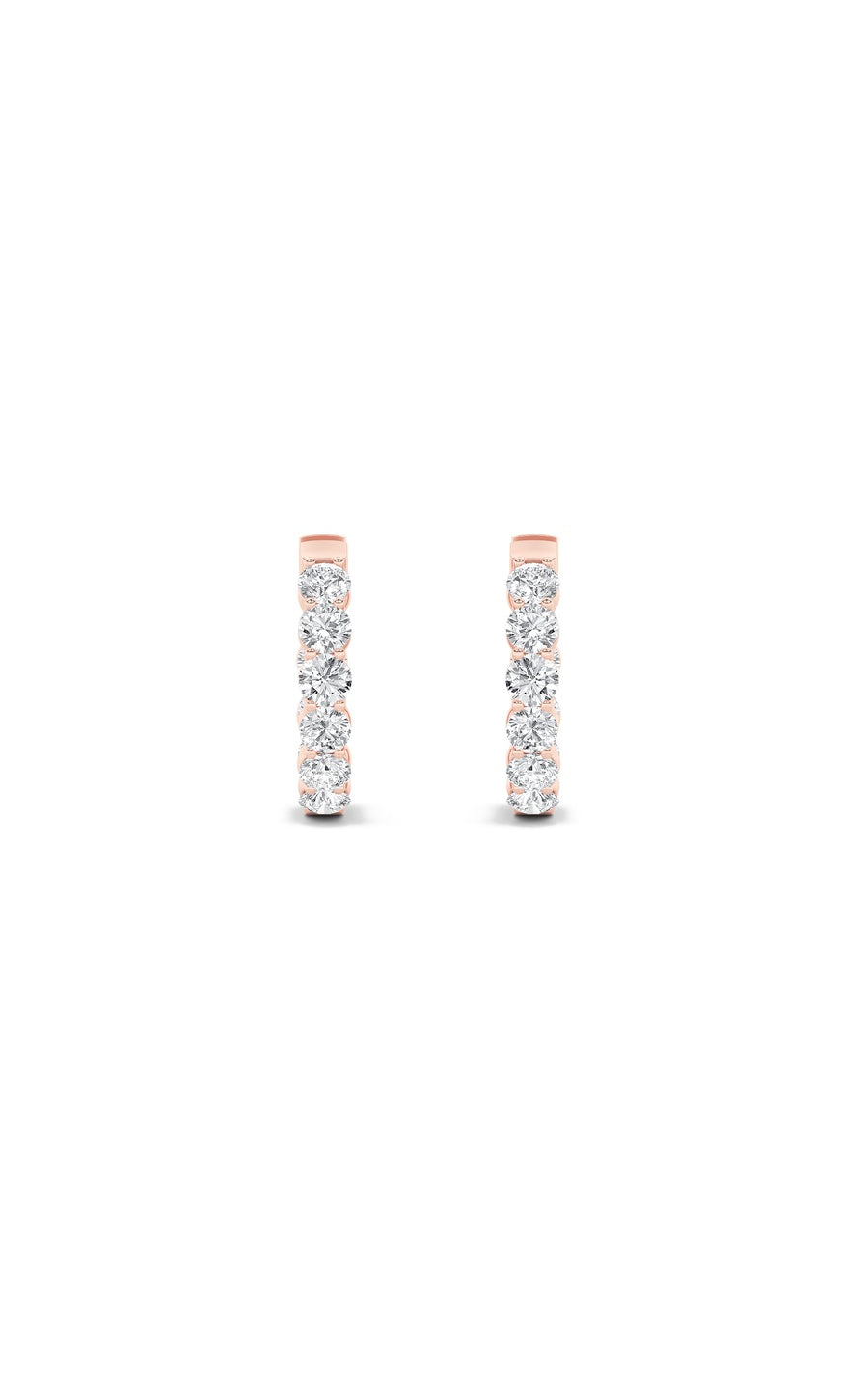 3Cttw Round Shaped Lab Grown Diamond (F/VS) Insideout Hoop Earrings in 14K Gold