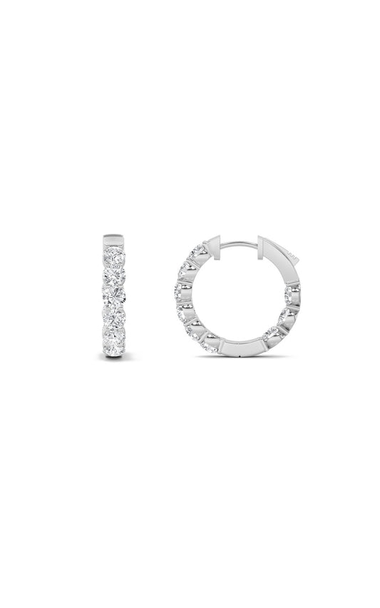 7Cttw Round Shaped Lab Grown Diamond (F/VS) Insideout Hoop Earrings in 14K Gold
