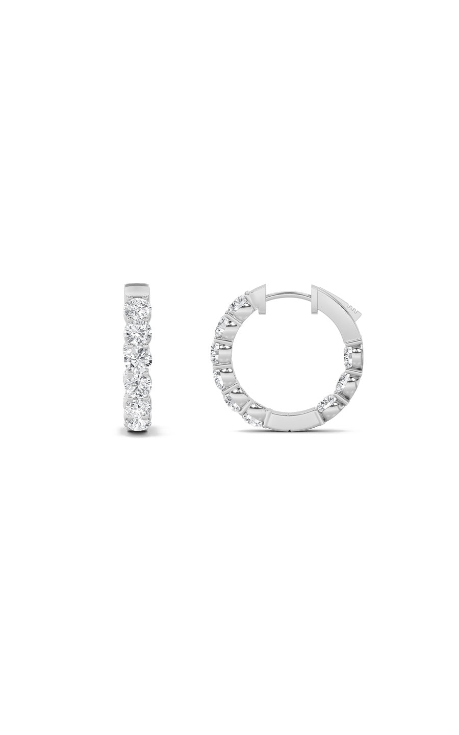 7Cttw Round Shaped Lab Grown Diamond (F/VS) Insideout Hoop Earrings in 14K Gold