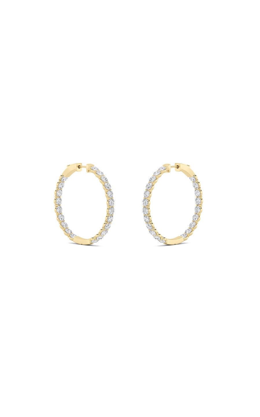 7Cttw Round Shaped Lab Grown Diamond (F/VS) Insideout Hoop Earrings in 14K Gold