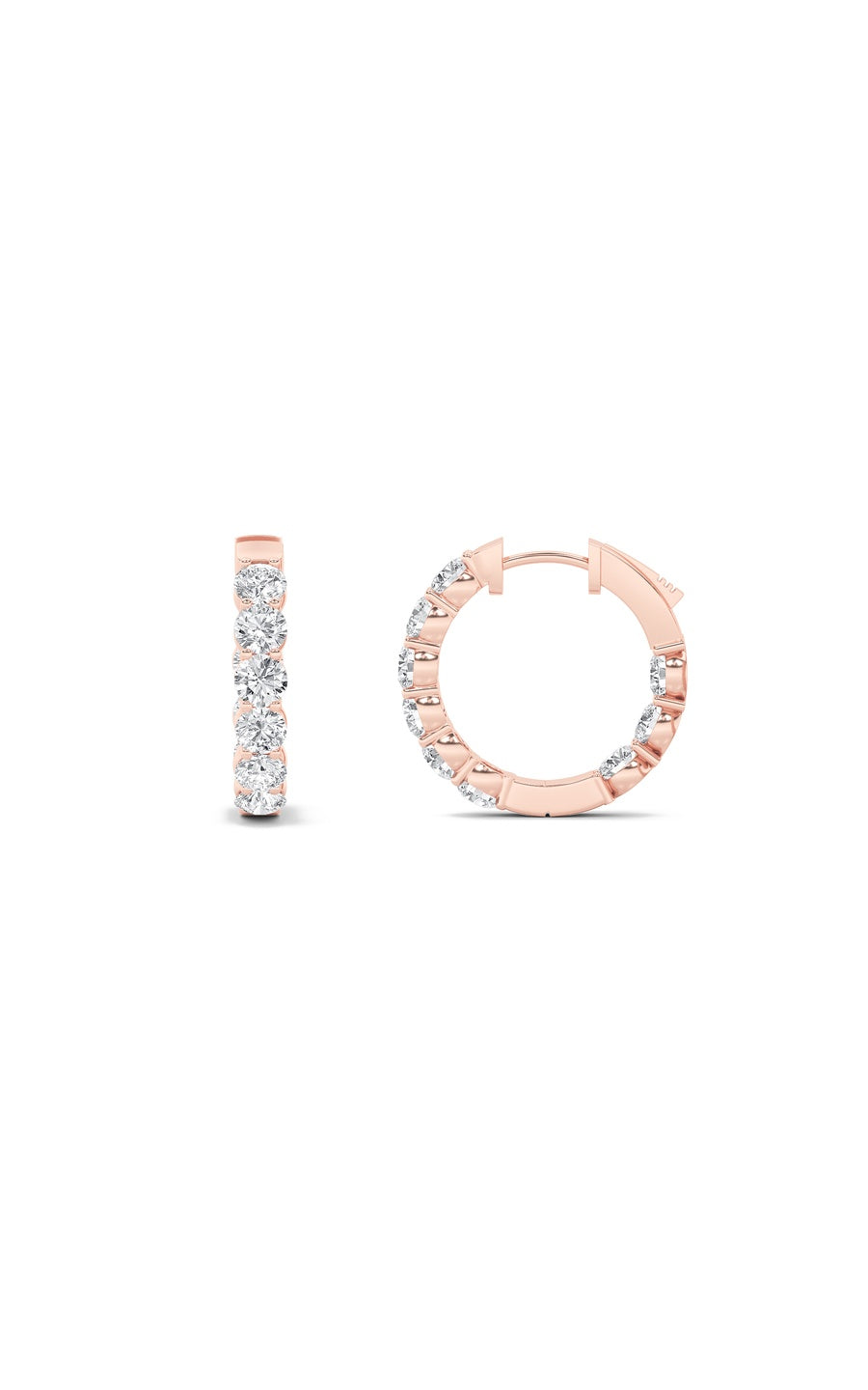 7Cttw Round Shaped Lab Grown Diamond (F/VS) Insideout Hoop Earrings in 14K Gold