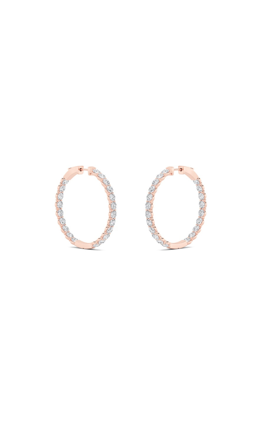 7Cttw Round Shaped Lab Grown Diamond (F/VS) Insideout Hoop Earrings in 14K Gold