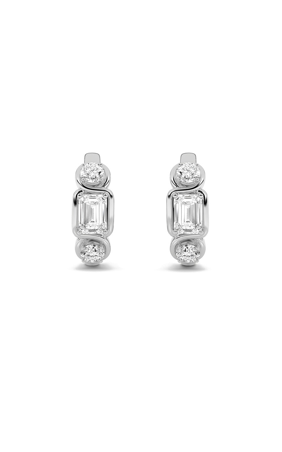 2.5CTW Emerald Shaped Lab Grown Diamond (F/VS) Three Stone Earrings in 14K Gold