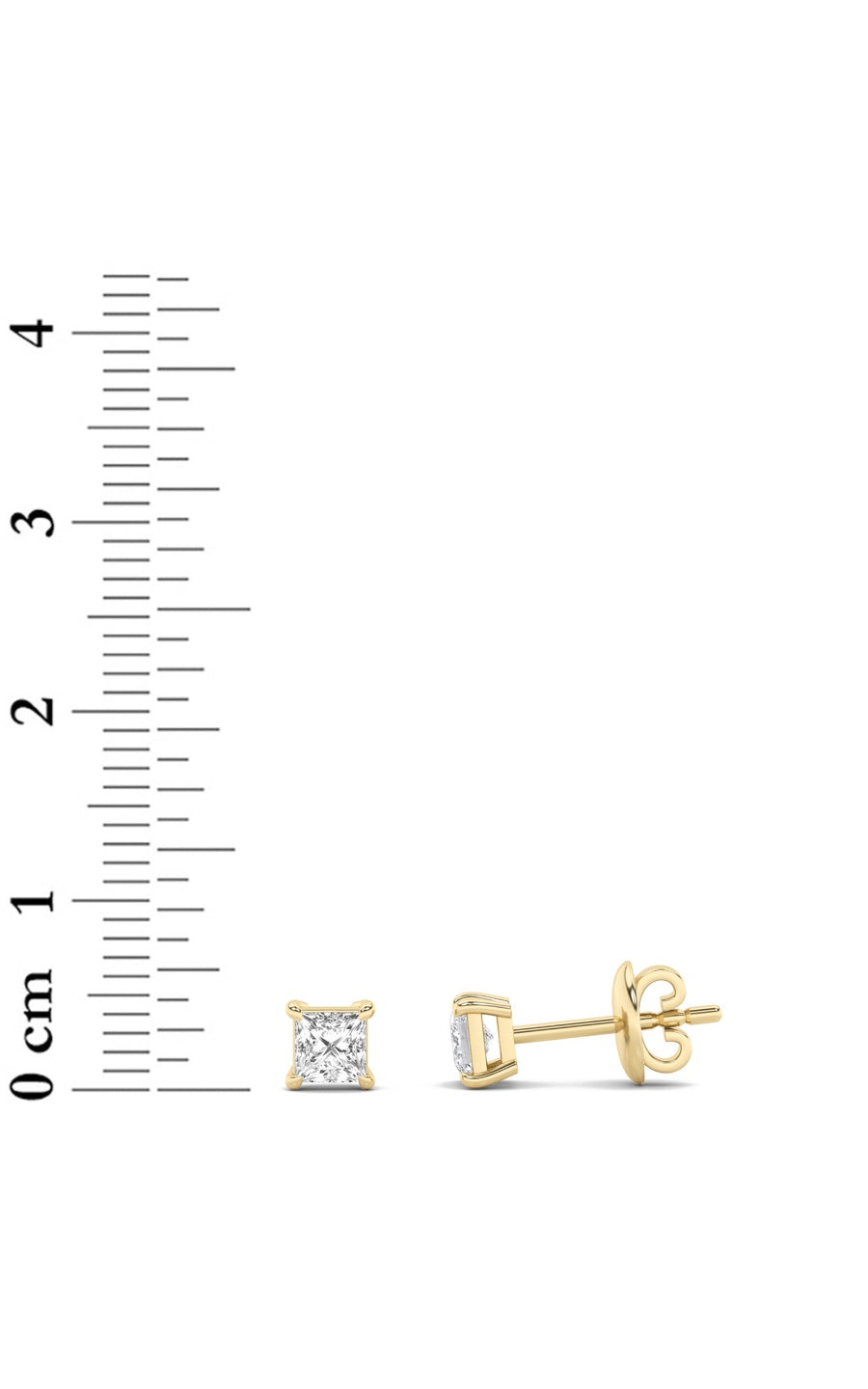 1CTW Princess Shaped Lab Grown Diamond (F/VS) Classic Basket Set Stud Earrings in 14K Gold