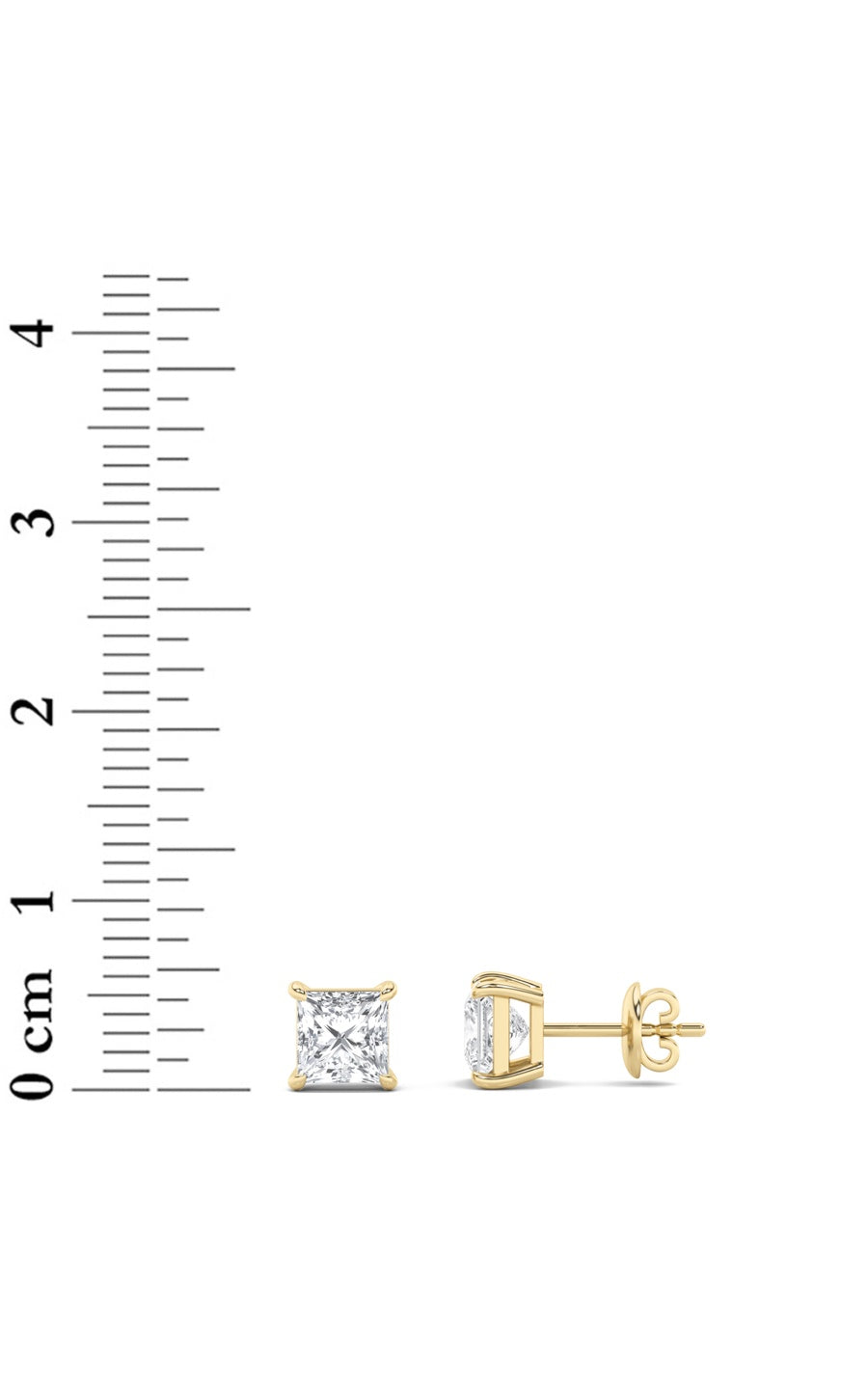 2Cttw Princess Shaped Lab Grown Diamond (F/VS) Classic Basket Set Stud Earrings in 14K Gold