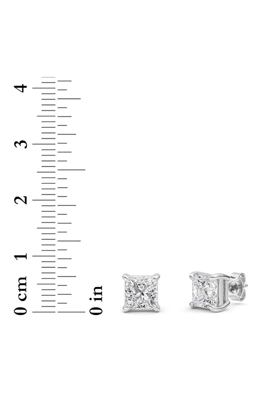 4CTW Princess Shaped Lab Grown Diamond (F/VS) Classic Basket Set Stud Earrings in 14K Gold