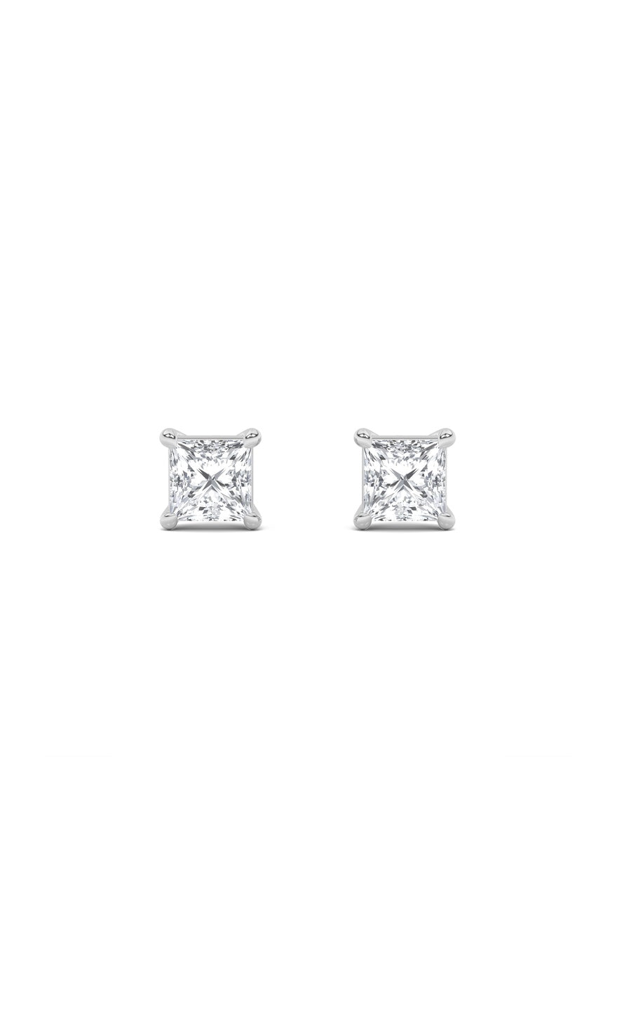 5Cttw Princess Shaped Lab Grown Diamond (F/VS) Classic Basket Set Stud Earrings in 14K Gold