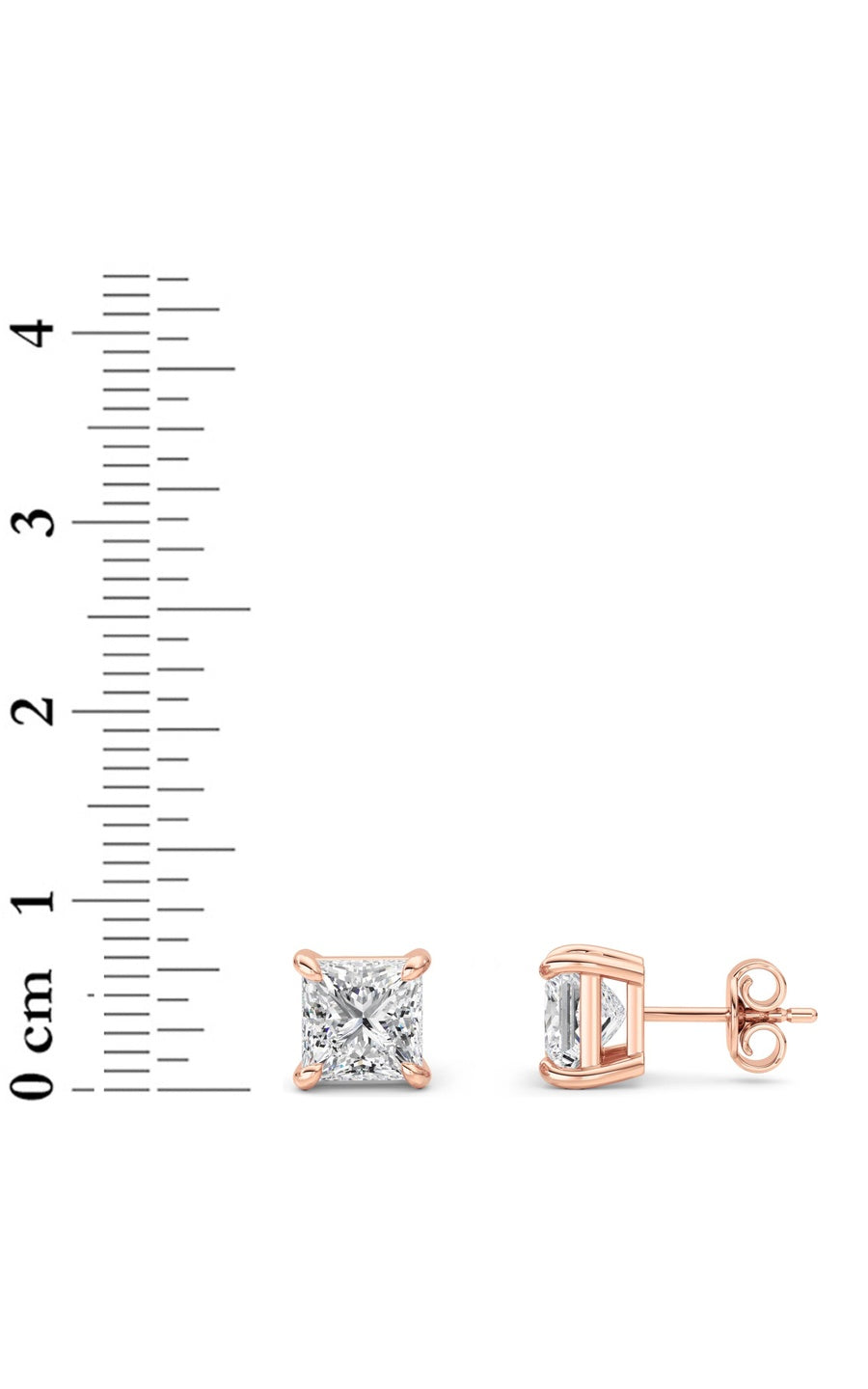 5Cttw Princess Shaped Lab Grown Diamond (F/VS) Classic Basket Set Stud Earrings in 14K Gold
