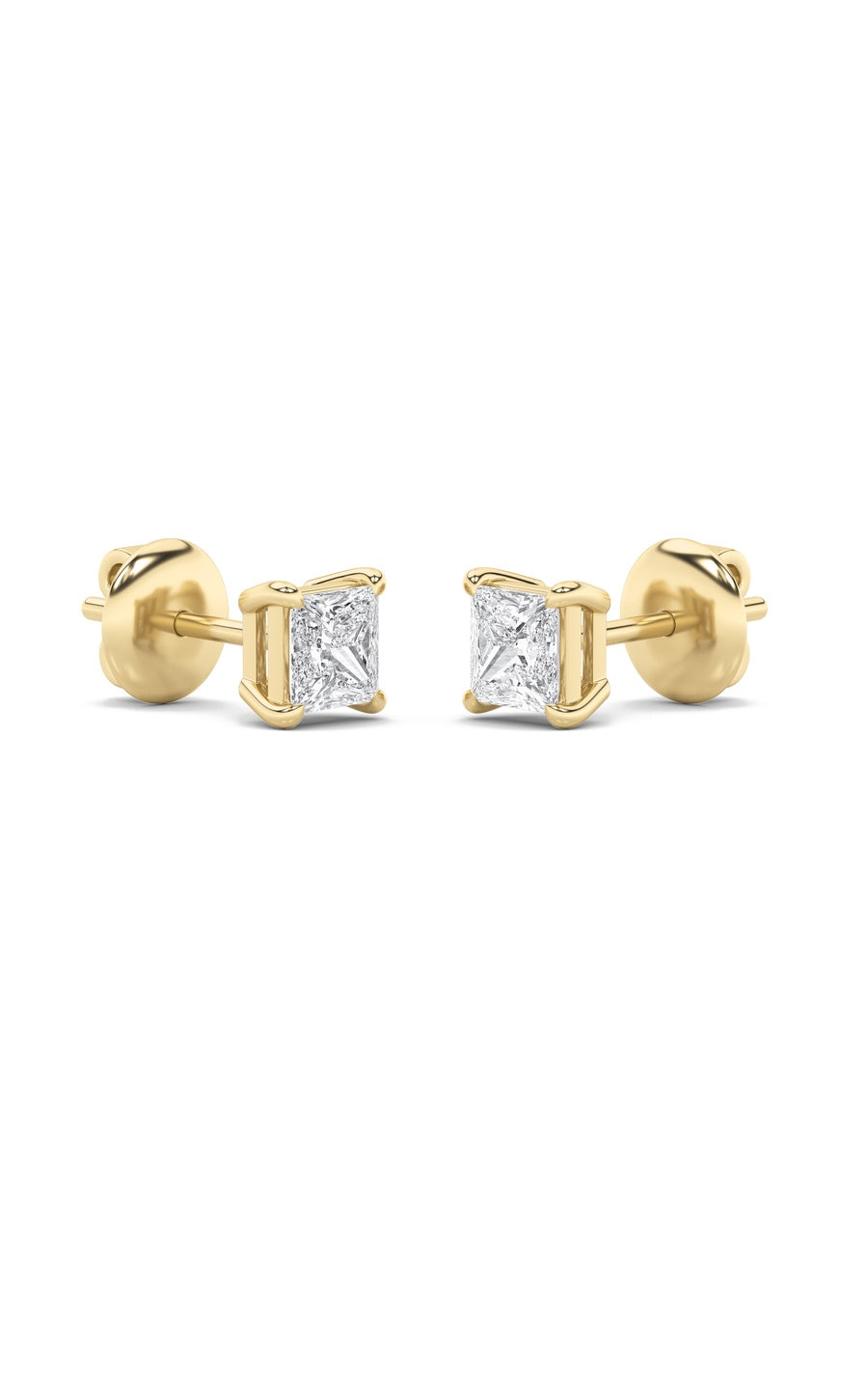 6Cttw Princess Shaped Lab Grown Diamond (F/VS) Classic Basket Set Stud Earrings in 14K Gold